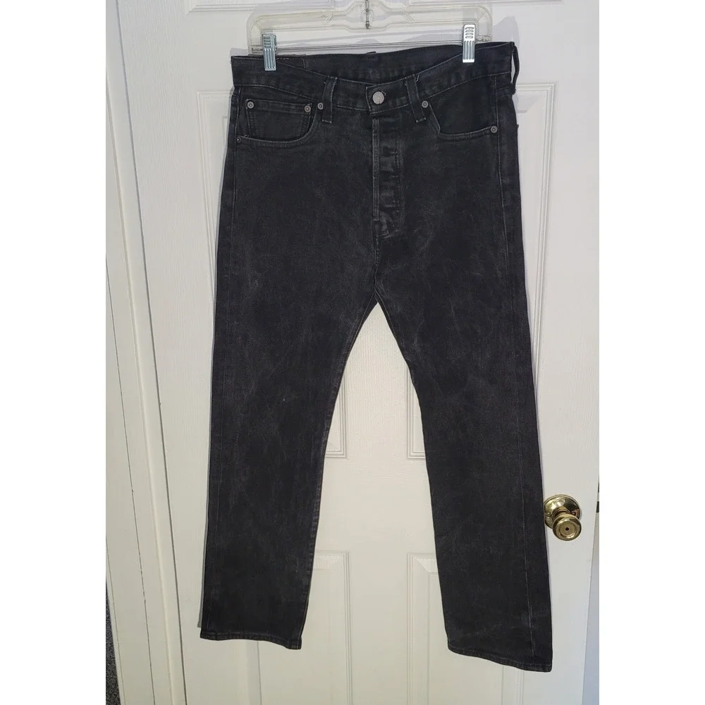 Levi's 501 Original Fit Jeans Mens 32x30 Black Straight Leg‎ Button Fly Denim